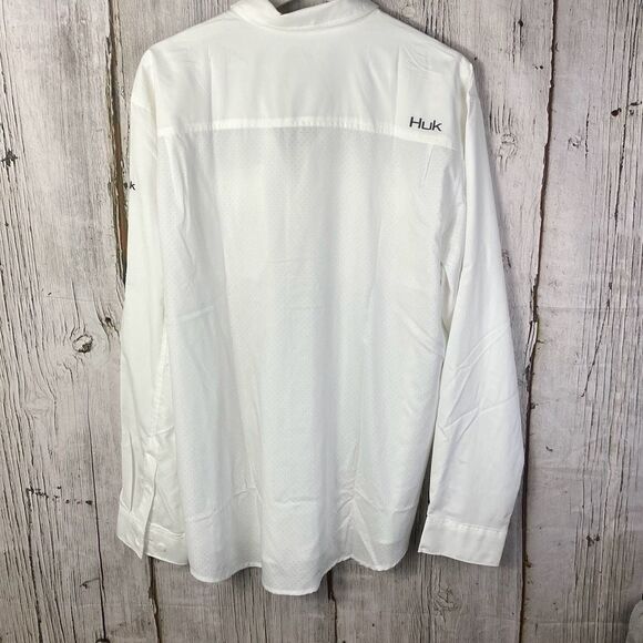 HUK Men's Tide Performance Button Down White Large NWOT D - Picture 8 of 10